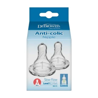 Dr. Brown's Silicone Narrow-Neck Nipple - 2 Pcs