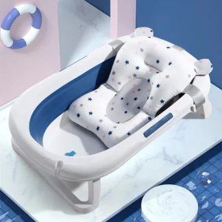 Foldable baby bath tub with cushion